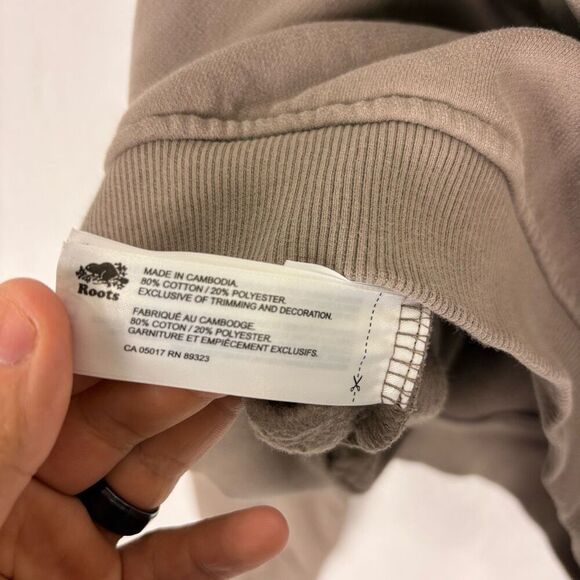 Roots Canada Brown Hooded Pullover Cotton/Poly Blend Semi Cropped Sweatshirt Siz - Picture 13 of 13